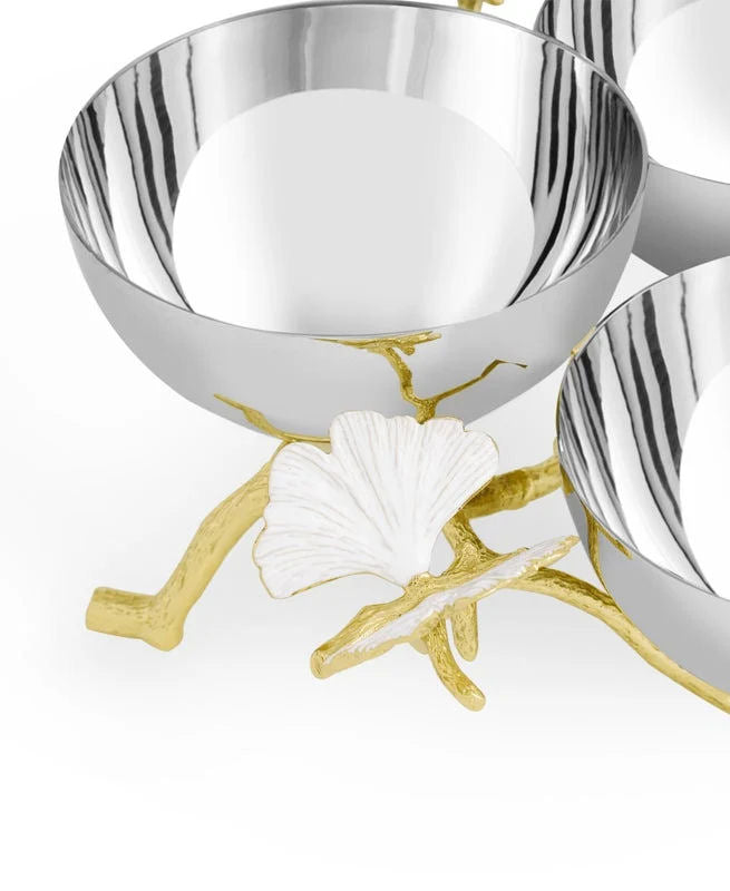 Butterfly Gingko Gold Triple Bowl by Michael Aram