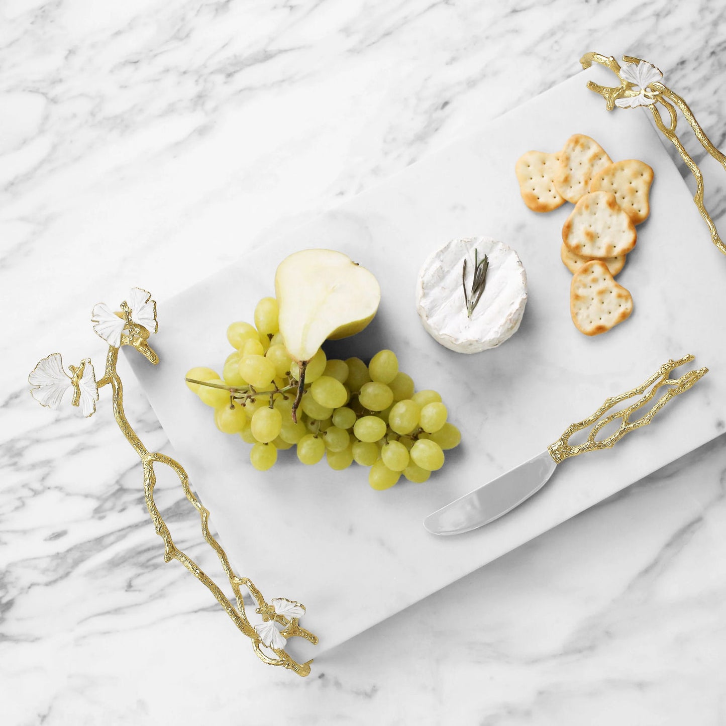 Butterfly Ginkgo Gold Cheeseboard with Spreader