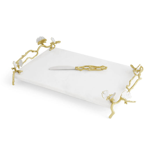 Butterfly Ginkgo Gold Cheeseboard with Spreader