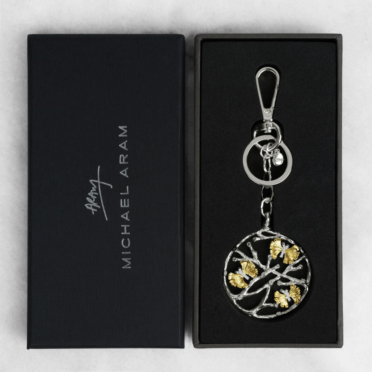 Butterfly Ginkgo Keychain - Medallion