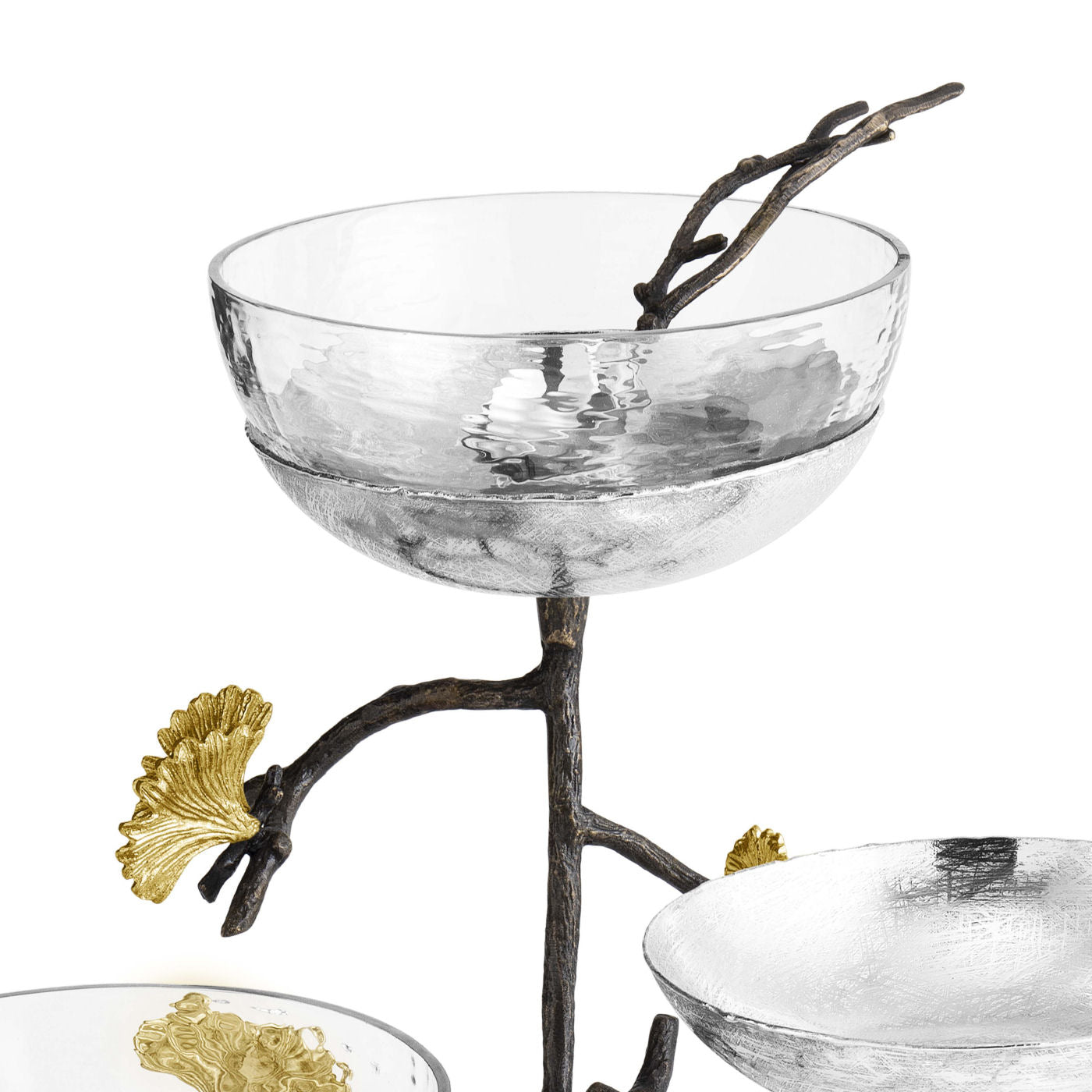 Butterfly Ginkgo Triple Bowl Set with Spoons by Michael Aram