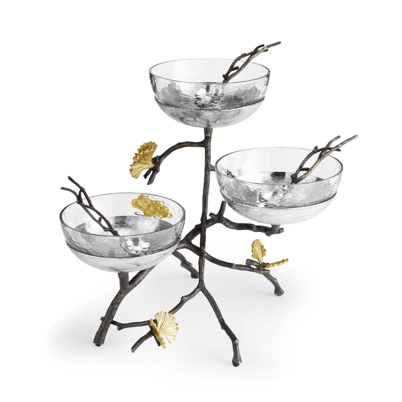 Butterfly Ginkgo Triple Bowl Set with Spoons by Michael Aram