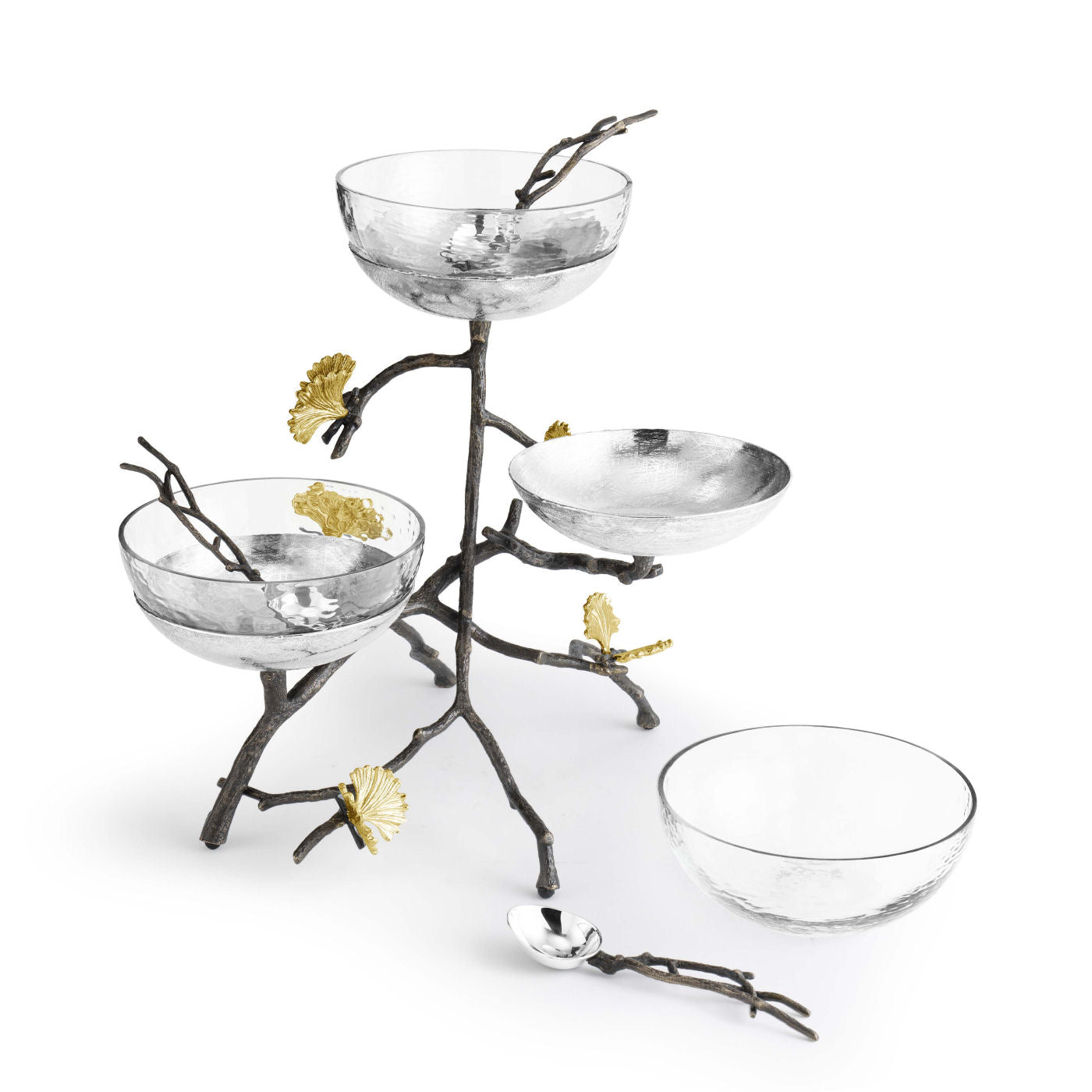 Butterfly Ginkgo Triple Bowl Set with Spoons by Michael Aram