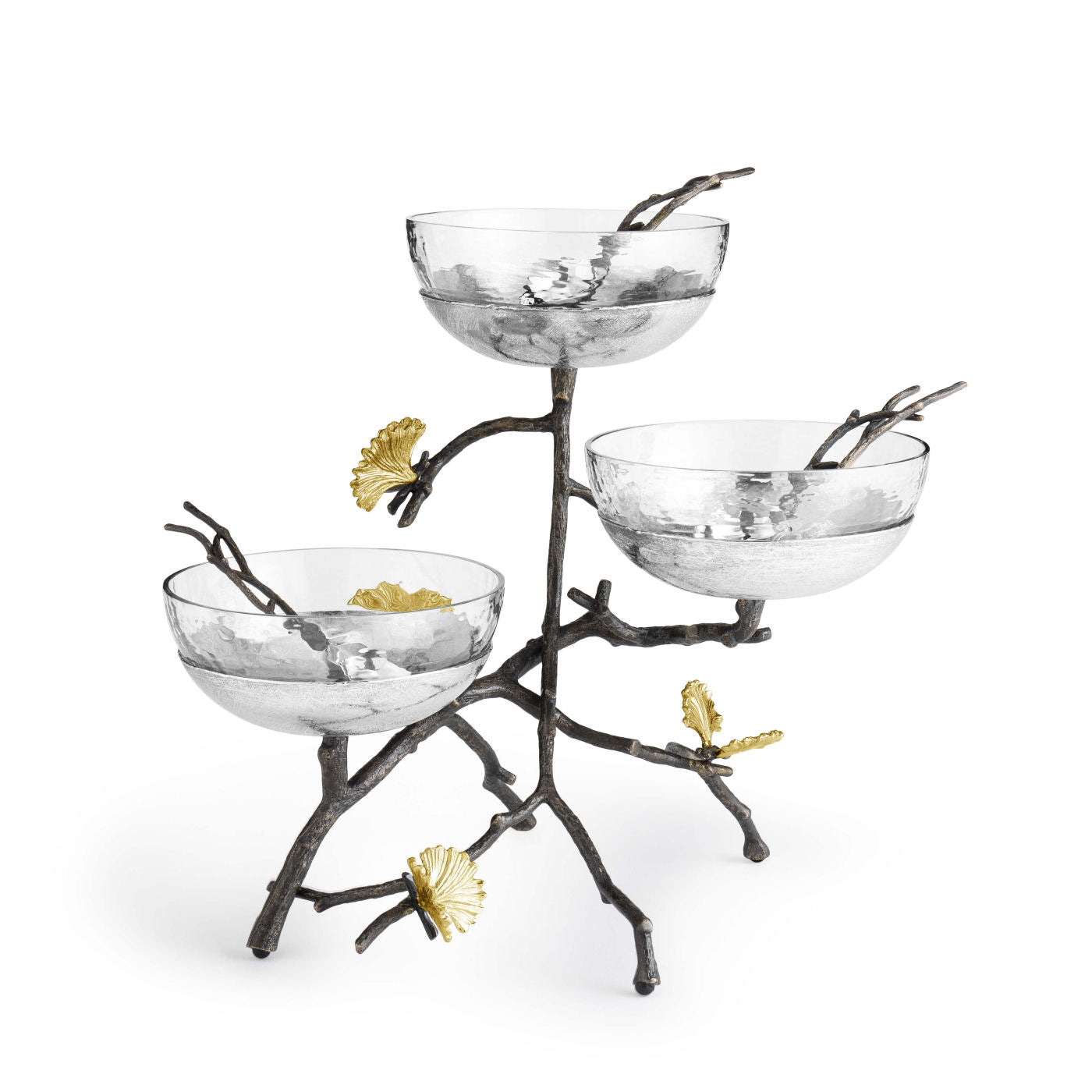 Butterfly Ginkgo Triple Bowl Set with Spoons by Michael Aram