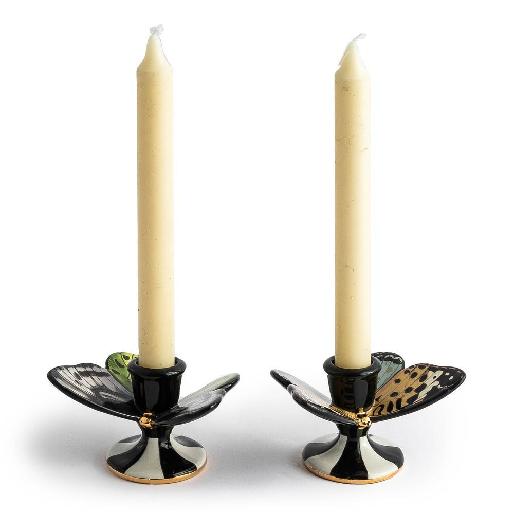 Butterfly Toile Candle Holders, Set of 2 by MacKenzie-Childs
