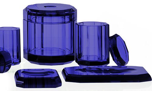 Capri Blue Luxury Crystal Glass Tissue Box by Decor Walther - |VESIMI Design| Luxury Bathrooms and Home Decor