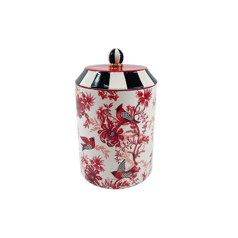 Cardinal Toile Canister by MacKenzie - Childs - |VESIMI Design| Luxury Bathrooms and Home Decor