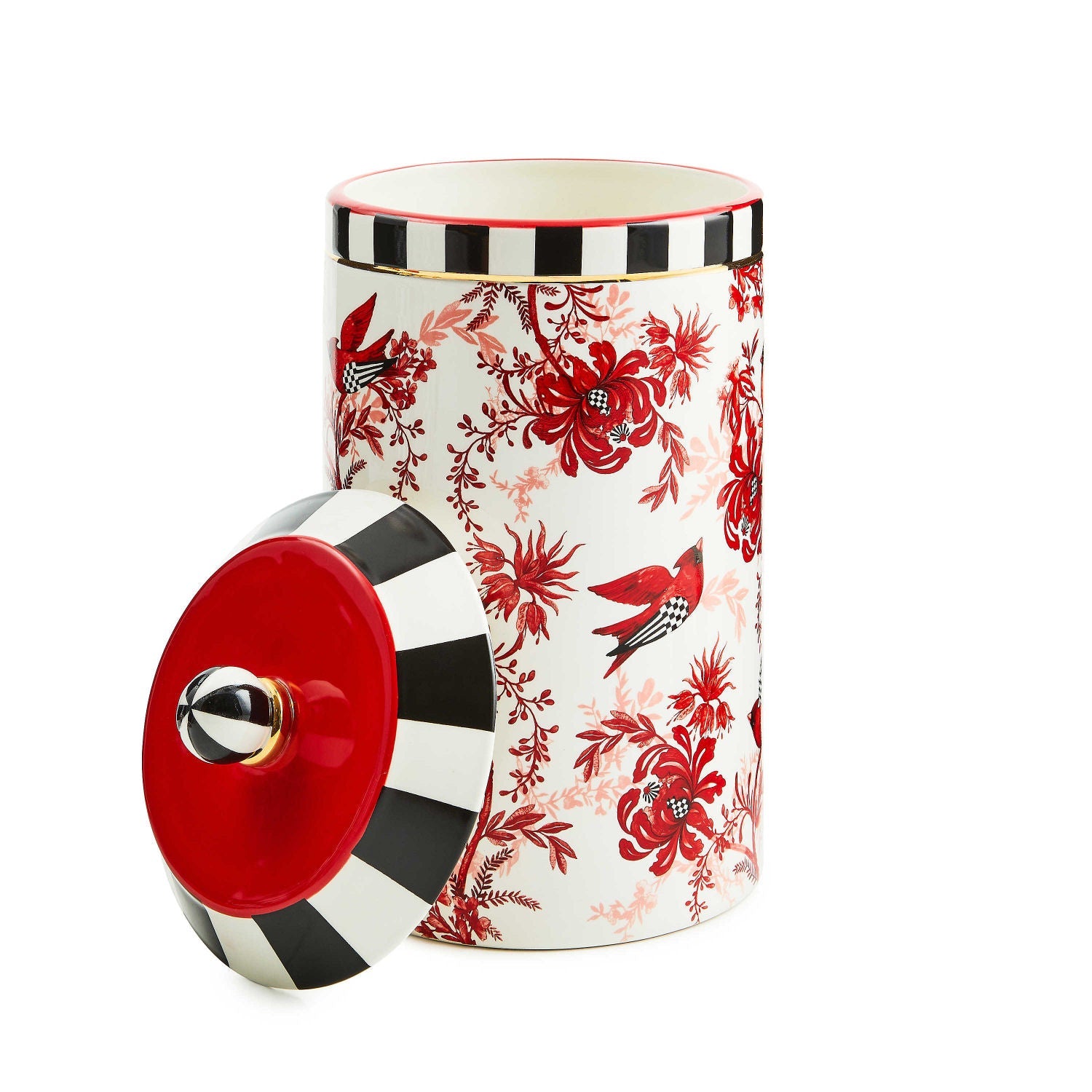 Cardinal Toile Canister by MacKenzie - Childs - |VESIMI Design| Luxury Bathrooms and Home Decor