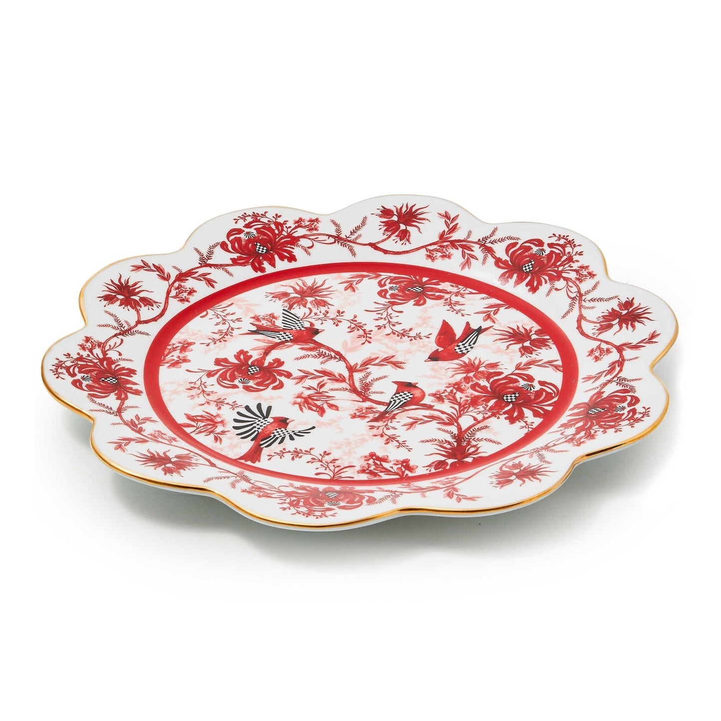 Cardinal Toile Dinner Plate by MacKenzie - Childs - |VESIMI Design| Luxury Bathrooms and Home Decor