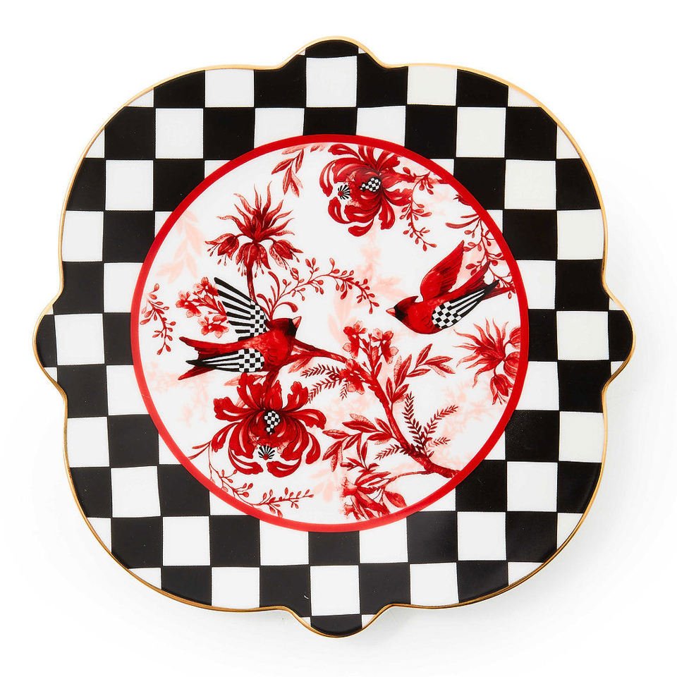 Cardinal Toile Salad Plate by MacKenzie - Childs - |VESIMI Design| Luxury Bathrooms and Home Decor