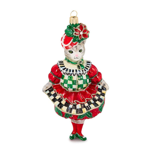 Check It Out Miss Kitty Glass Ornament by MacKenzie-Childs