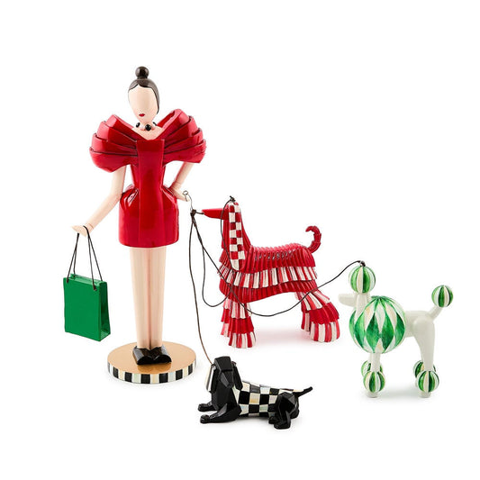 Check It Out Shopper Lady with Dogs Figurine MacKenzie-Childs