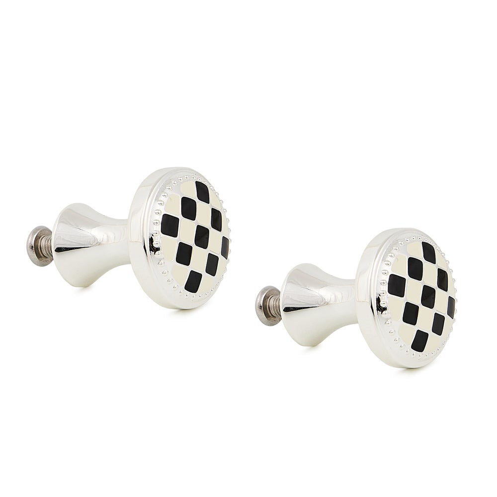 MacKenzie-Childs Check Silver Plated Knobs, Set of 2