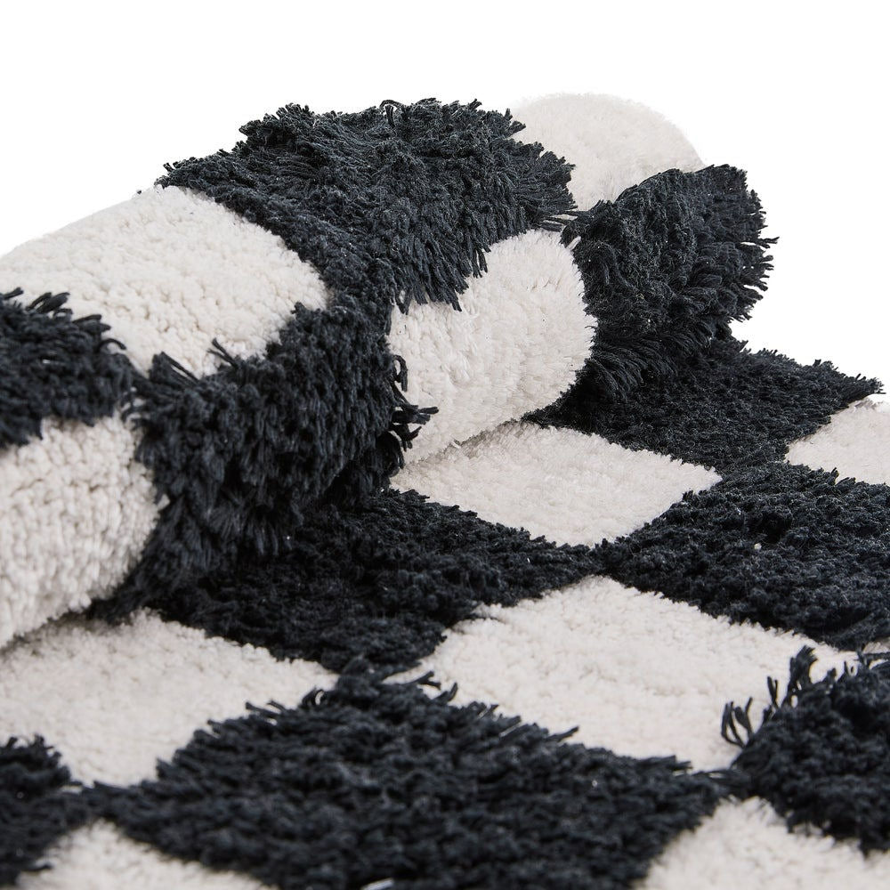 Checkerboard Black Bath Rug MacKenzie-Childs