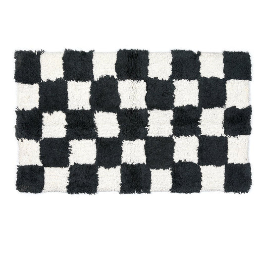 Checkerboard Black Bath Rug MacKenzie-Childs