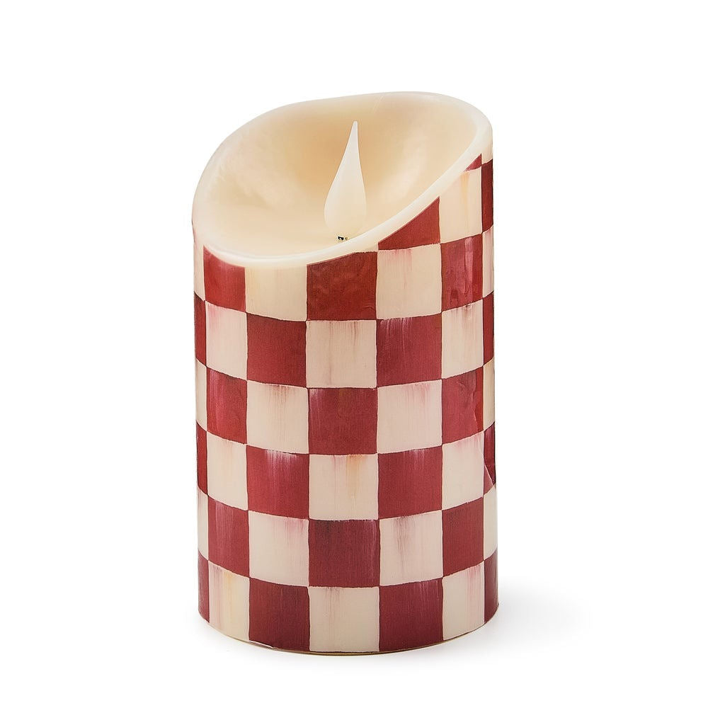 Cherry Check Flameless 5" Pillar Candle