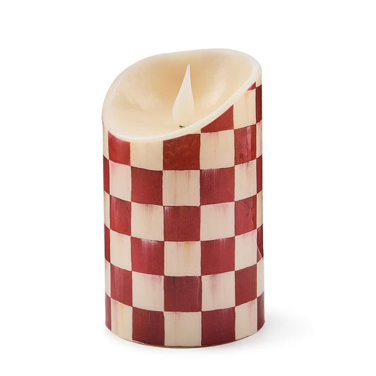 Cherry Check Flameless 5" Pillar Candle