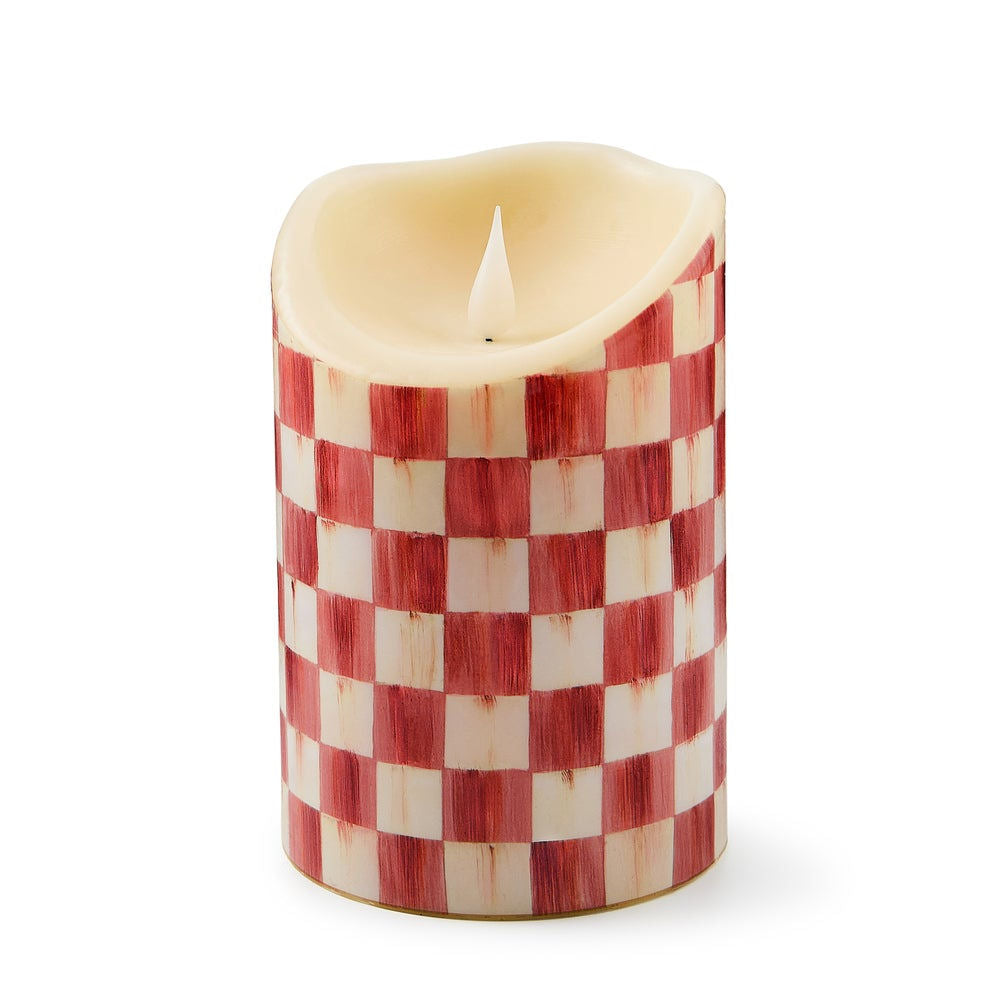 Cherry Check Flameless 6" Pillar Candle by MacKenzie-Childs