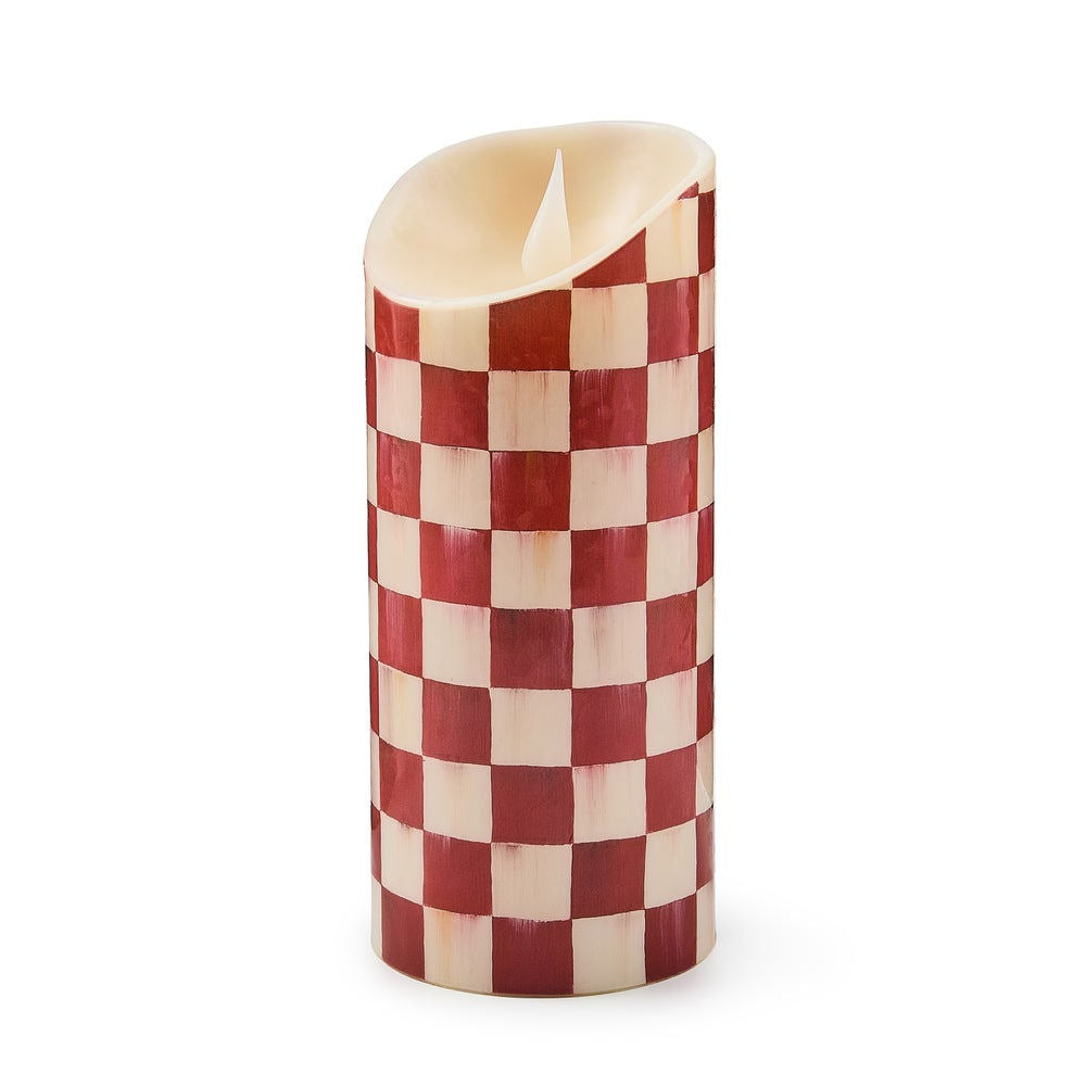 Cherry Check Flameless 7" Pillar Candle
