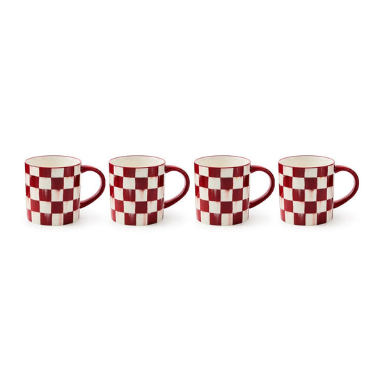 Cherry Check Mugs, Set of 4 by MacKenzie-Childs