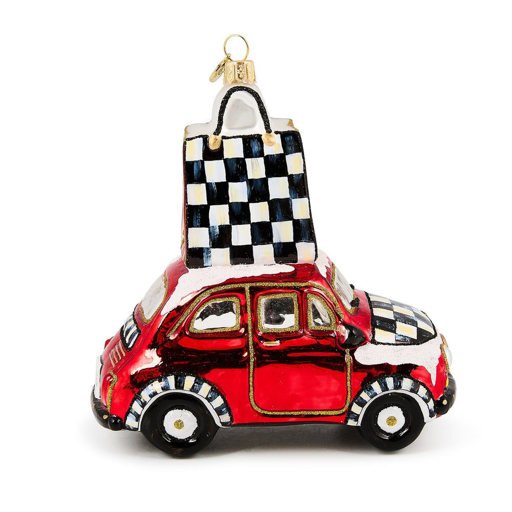 Christmas Shopping Car Glass Ornament by MacKenzie-Childs