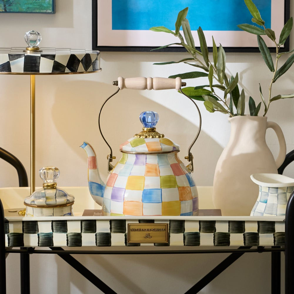 Confetti Check 2 Quart Tea Kettle - MacKenzie-Childs limited collection