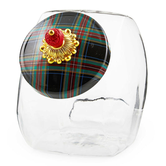 Cookie Jar with Black Tartan Lid by MacKenzie - Childs - |VESIMI Design| Luxury Bathrooms and Home Decor