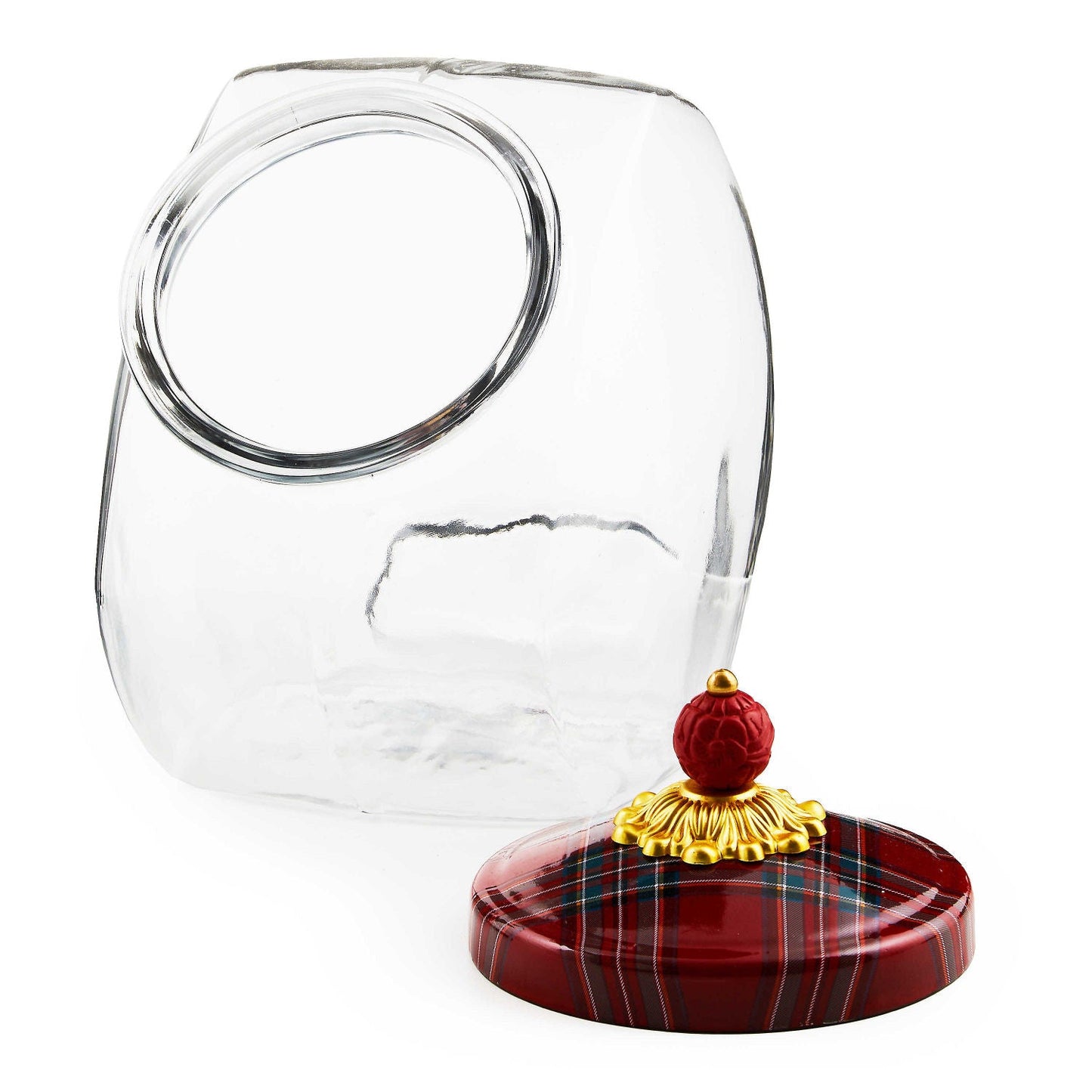 Cookie Jar with Red Tartan Lid by MacKenzie - Childs - |VESIMI Design| Luxury Bathrooms and Home Decor