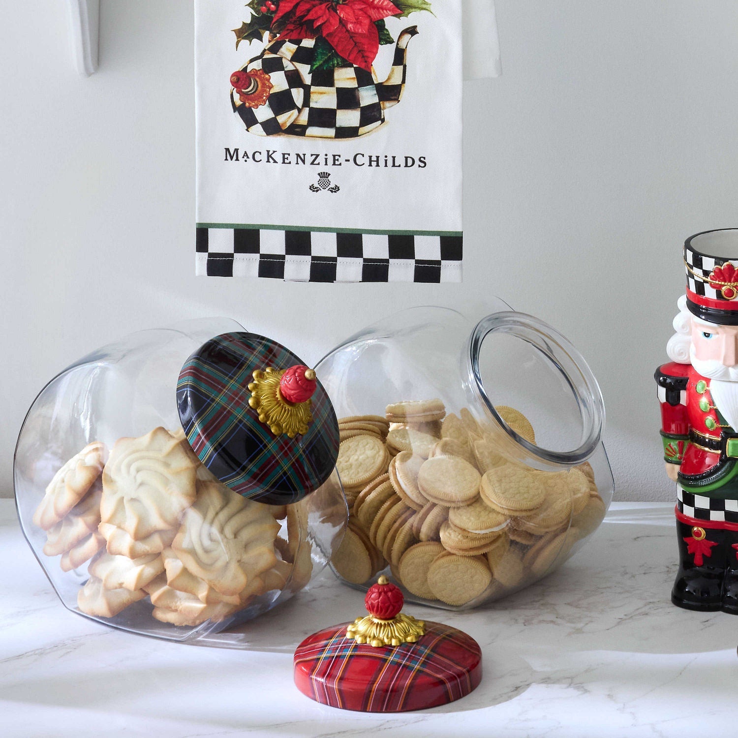 Cookie Jar with Red Tartan Lid by MacKenzie - Childs - |VESIMI Design| Luxury Bathrooms and Home Decor