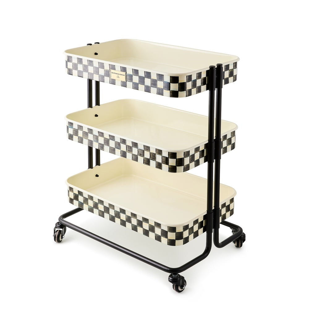 Kitchen Cheque Mackenzie-Childs Courtly Check 3-Tier Kitchen Cart – |VESIMI Design|