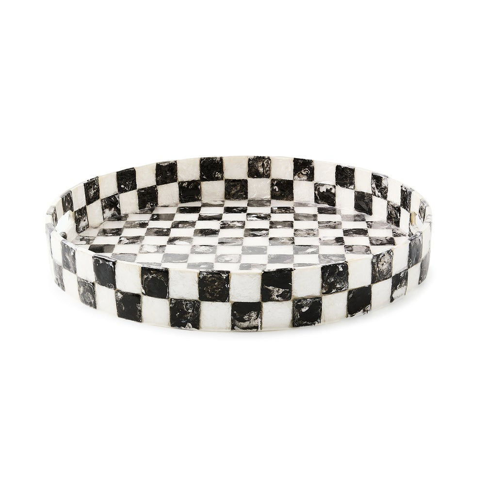 Courtly Check Capiz Round Tray by MacKenzie-Childs