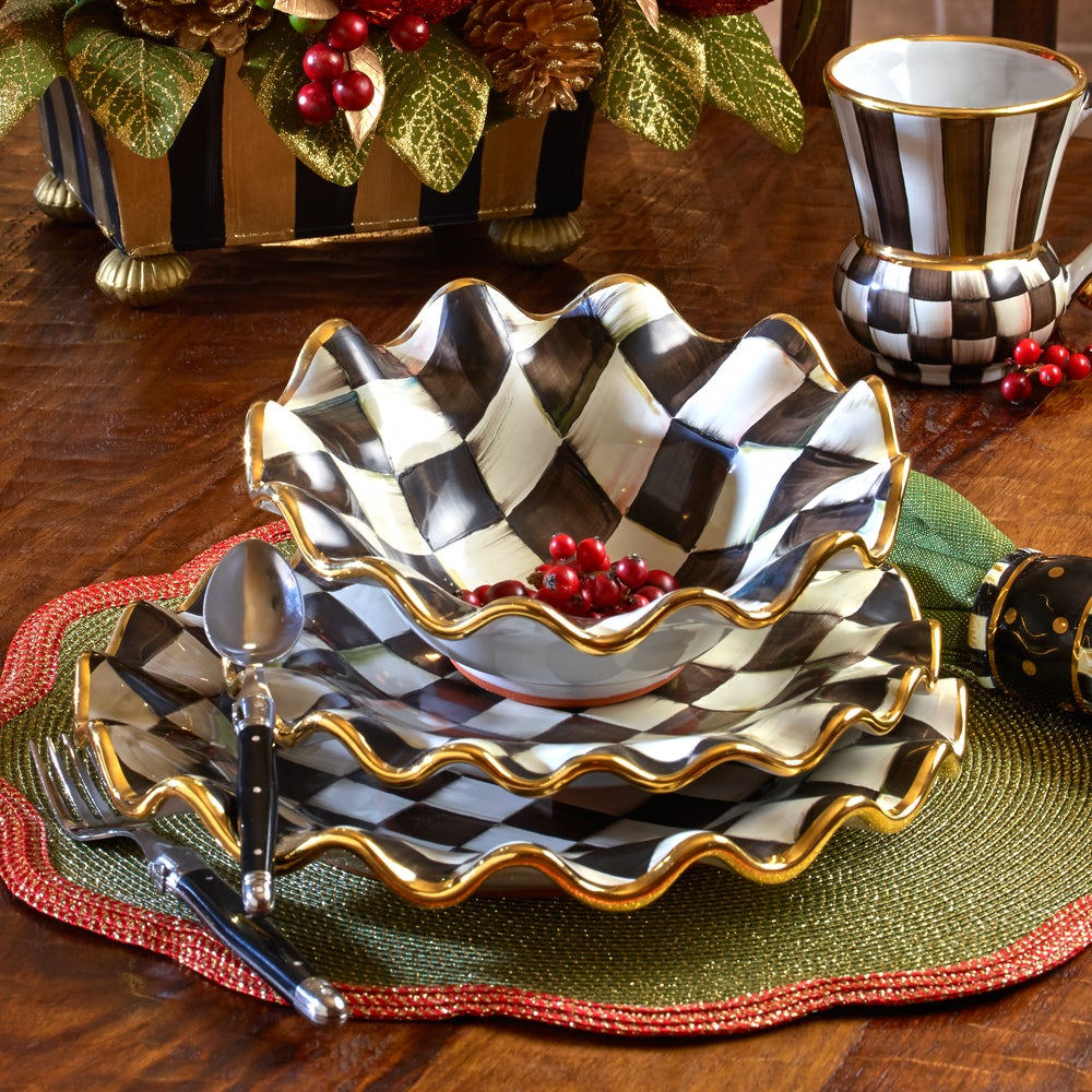 Courtly Check Ceramic Fluted Breakfast Bowl by MacKenzie-Childs
