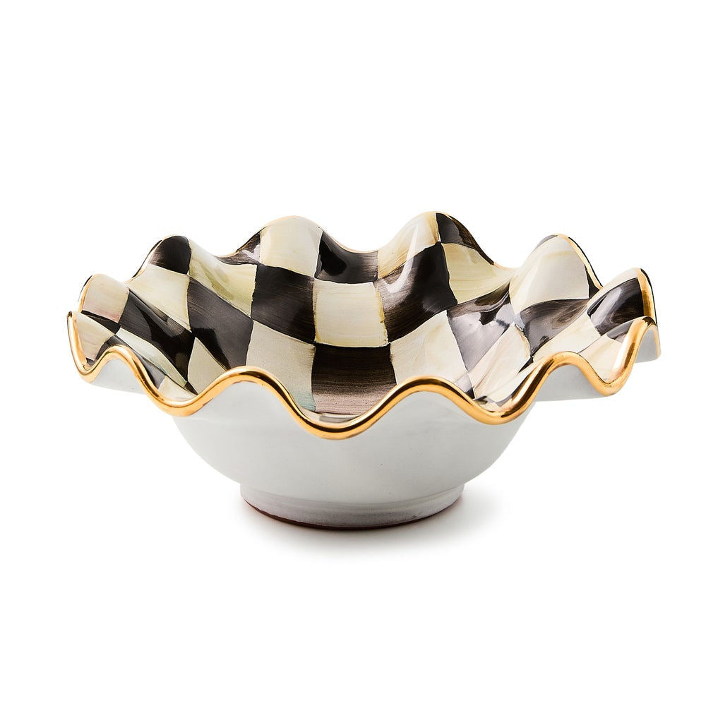 Courtly Check Ceramic Fluted Breakfast Bowl by MacKenzie-Childs