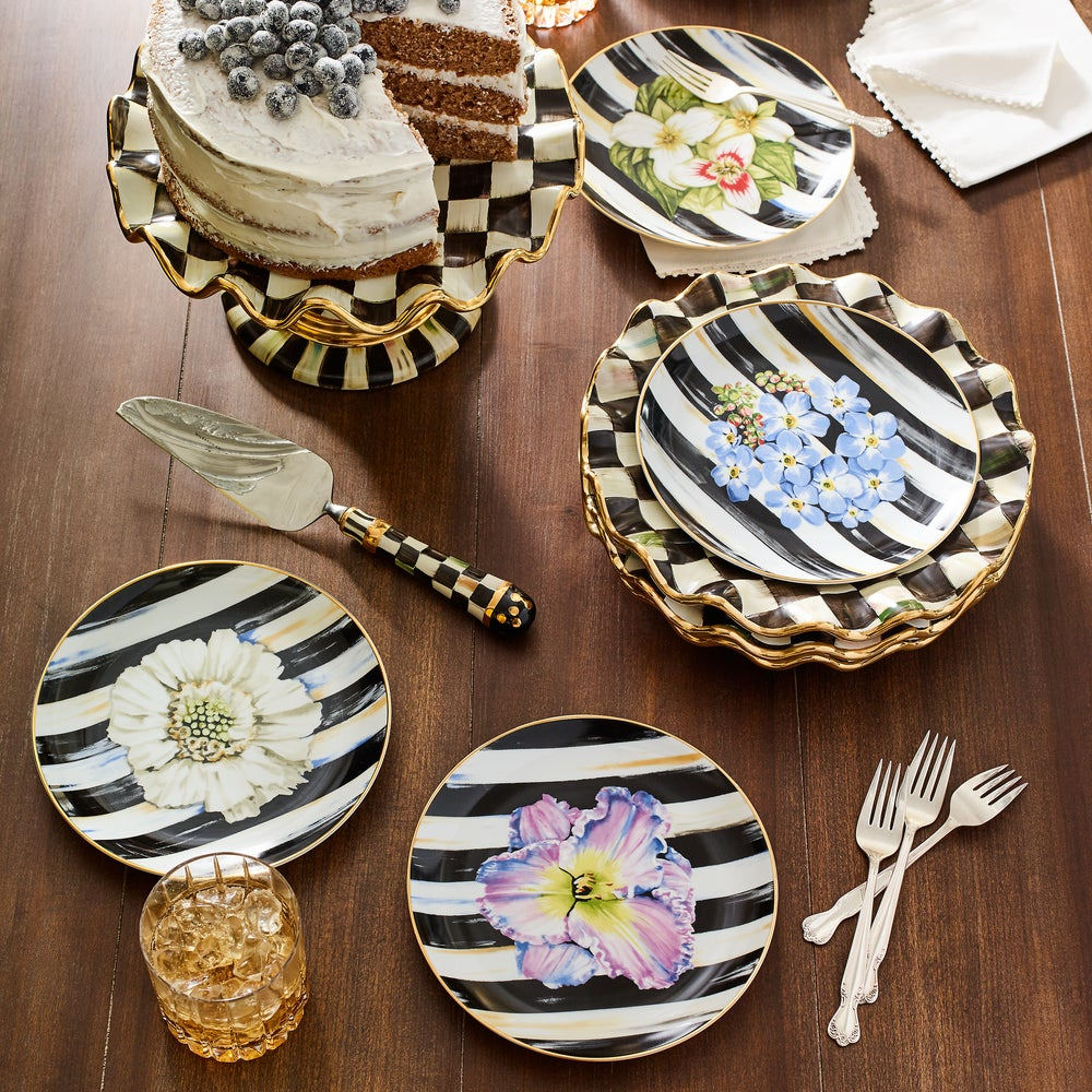 Courtly Check Ceramic Fluted Dessert Plate by MacKenzie-Childs