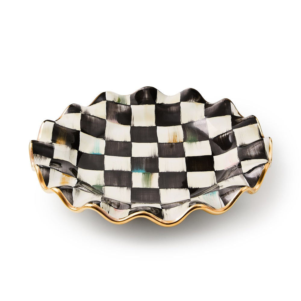 Courtly Check Ceramic Fluted Dessert Plate by MacKenzie-Childs