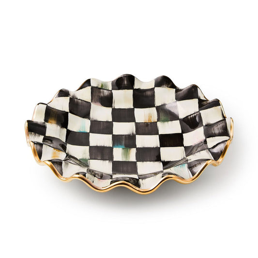 Courtly Check Ceramic Fluted Dessert Plate by MacKenzie-Childs