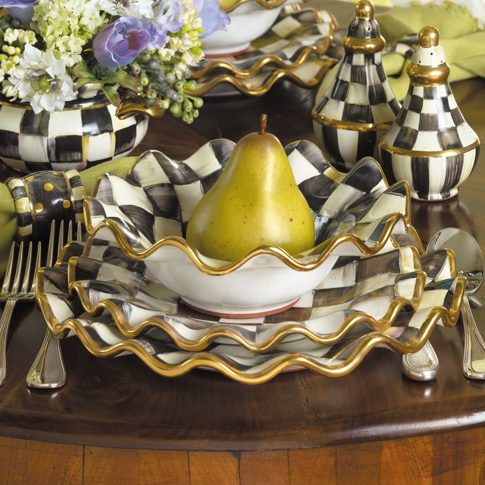 Courtly Check Ceramic Fluted Breakfast Bowl by MacKenzie-Childs