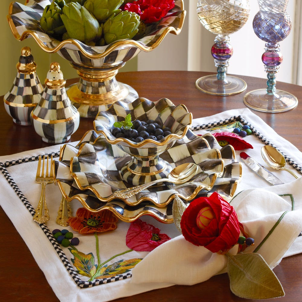 Courtly Check Ceramic Fluted Dinner Plate by MacKenzie-Childs