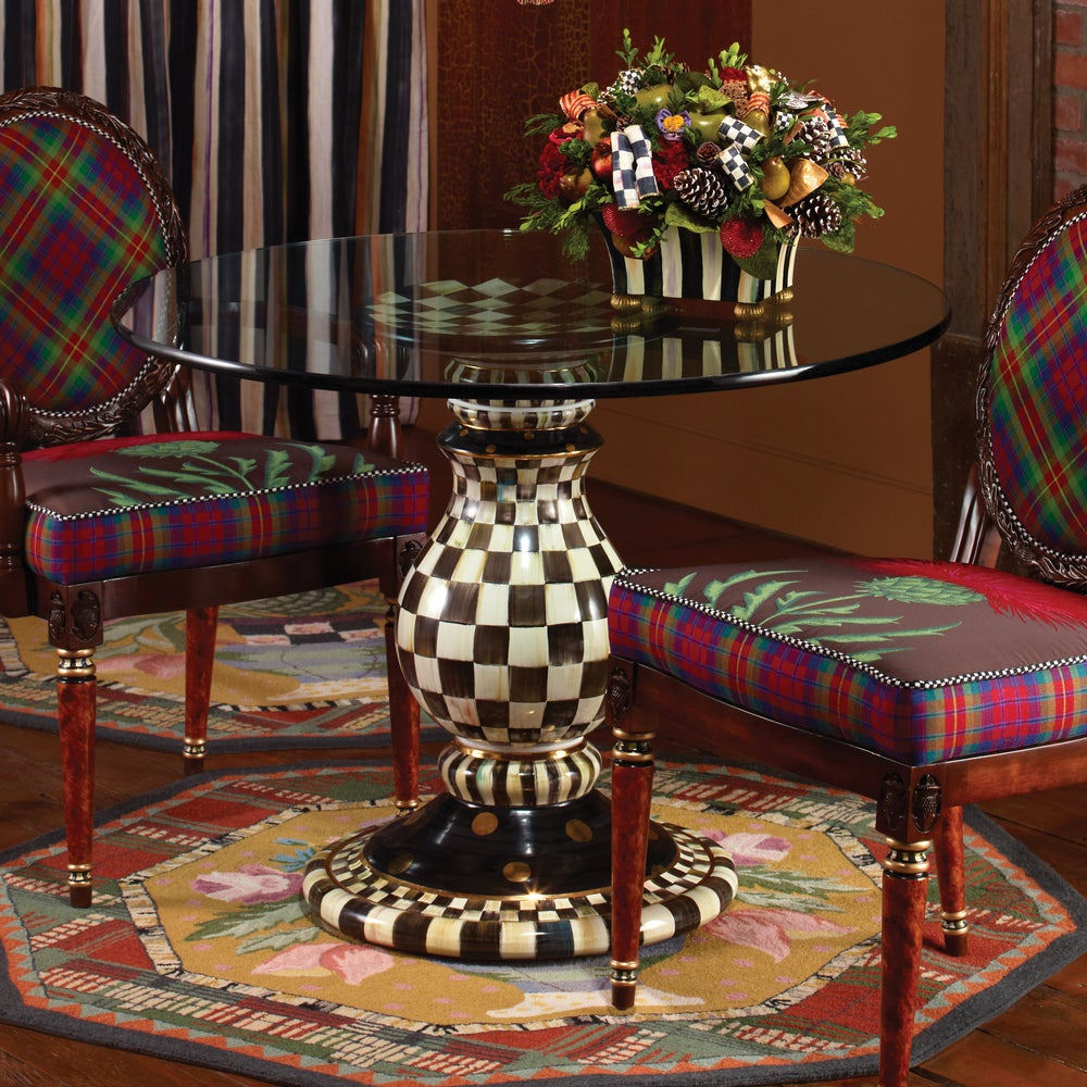 Courtly Check Ceramic Pedestal Table Base by MacKenzie-Childs