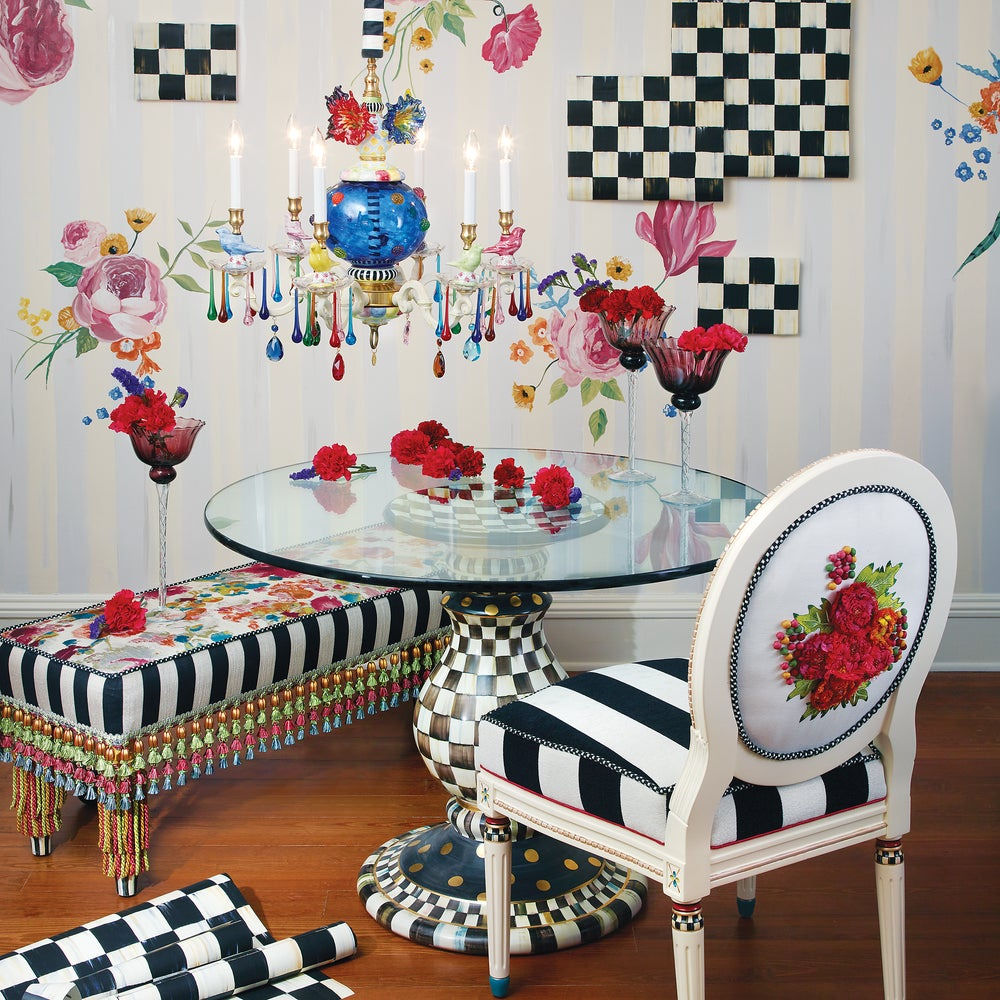 Courtly Check Ceramic Pedestal Table Base by MacKenzie-Childs