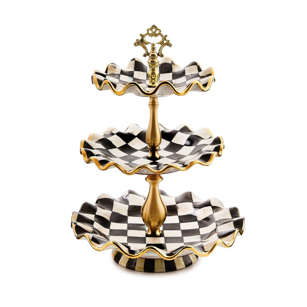Courtly Check Ceramic Three Tier Sweet Stand by MacKenzie-Childs