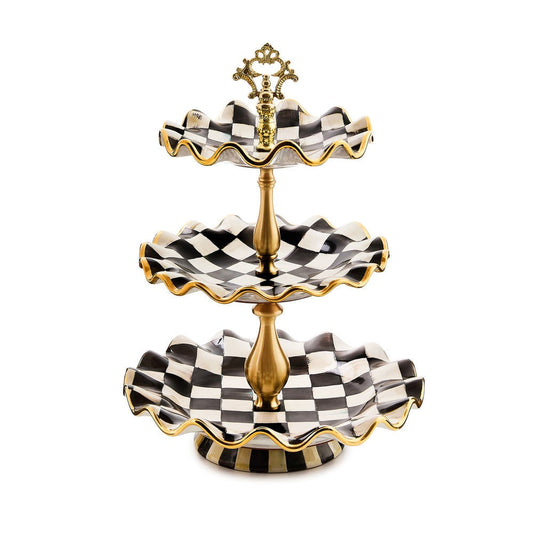 Courtly Check Ceramic Three Tier Sweet Stand by MacKenzie-Childs