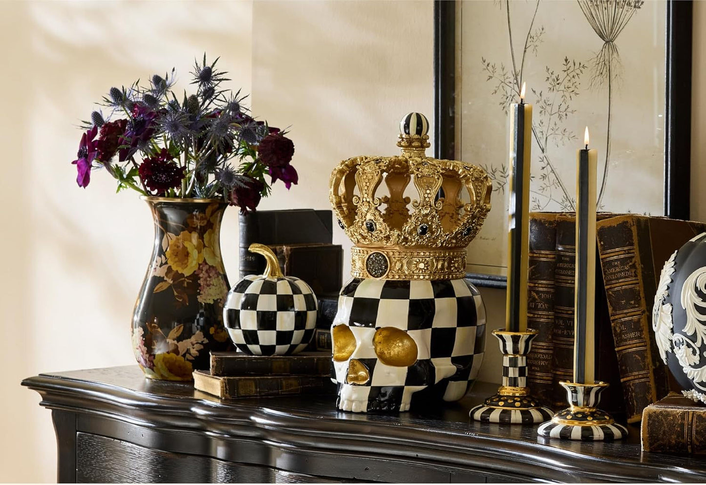 MacKenzie-Childs Courtly Check Crowned Skull