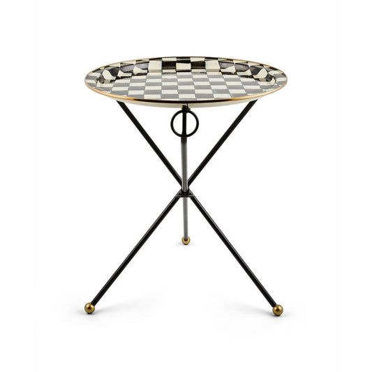 Courtly Check Enamel Tilt Accent Table