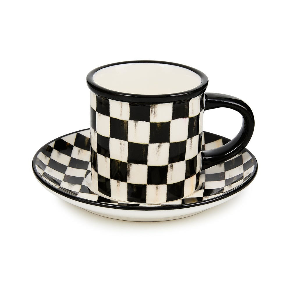 Courtly Check Espresso Cup & Saucer, Set of 2