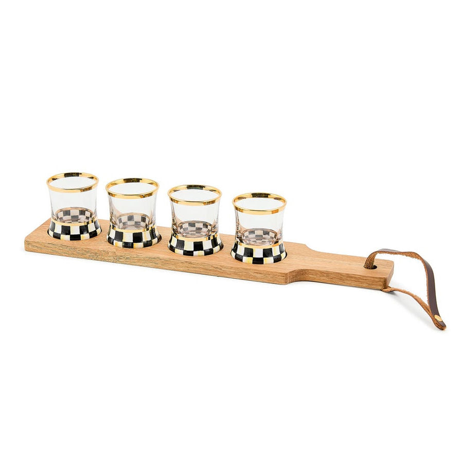 MacKenzie-Childs Courtly Check Shot Glass Flight Board - Thumbnail 4