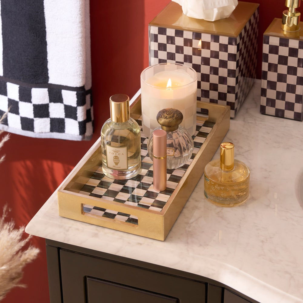 Vanity Check Courtly Check Glass Vanity Tray by MacKenzie-Childs – |VESIMI Design|
