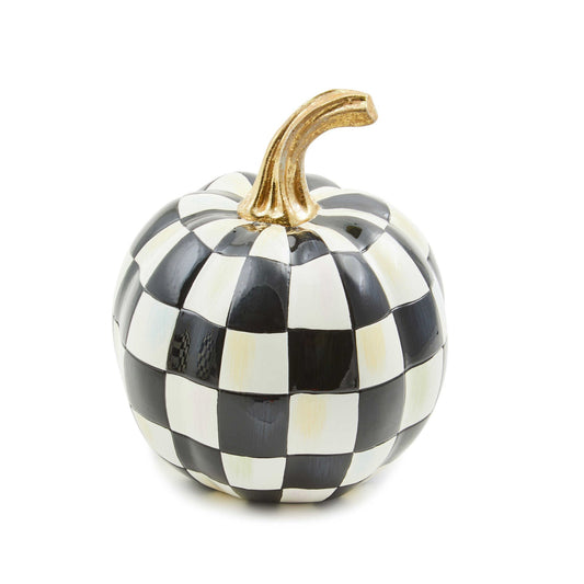 Courtly Check Glossy Mini Pumpkin - MacKenzie - Childs Halloween decoration - |VESIMI Design| Luxury Bathrooms and Home Decor