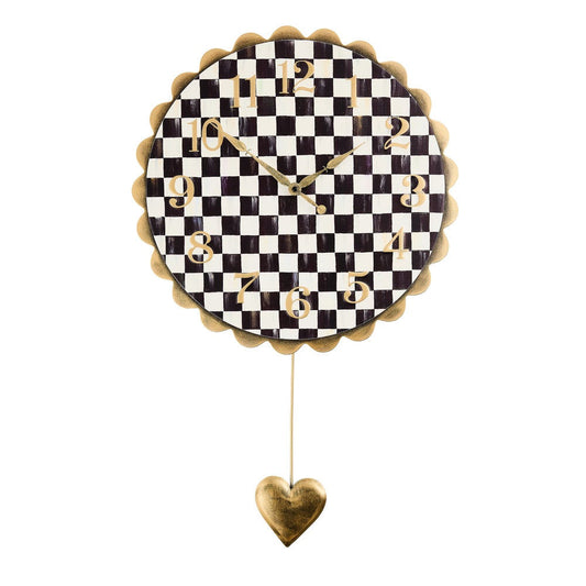 Courtly Check Heart Pendant Wall Clock MacKenzie-Childs