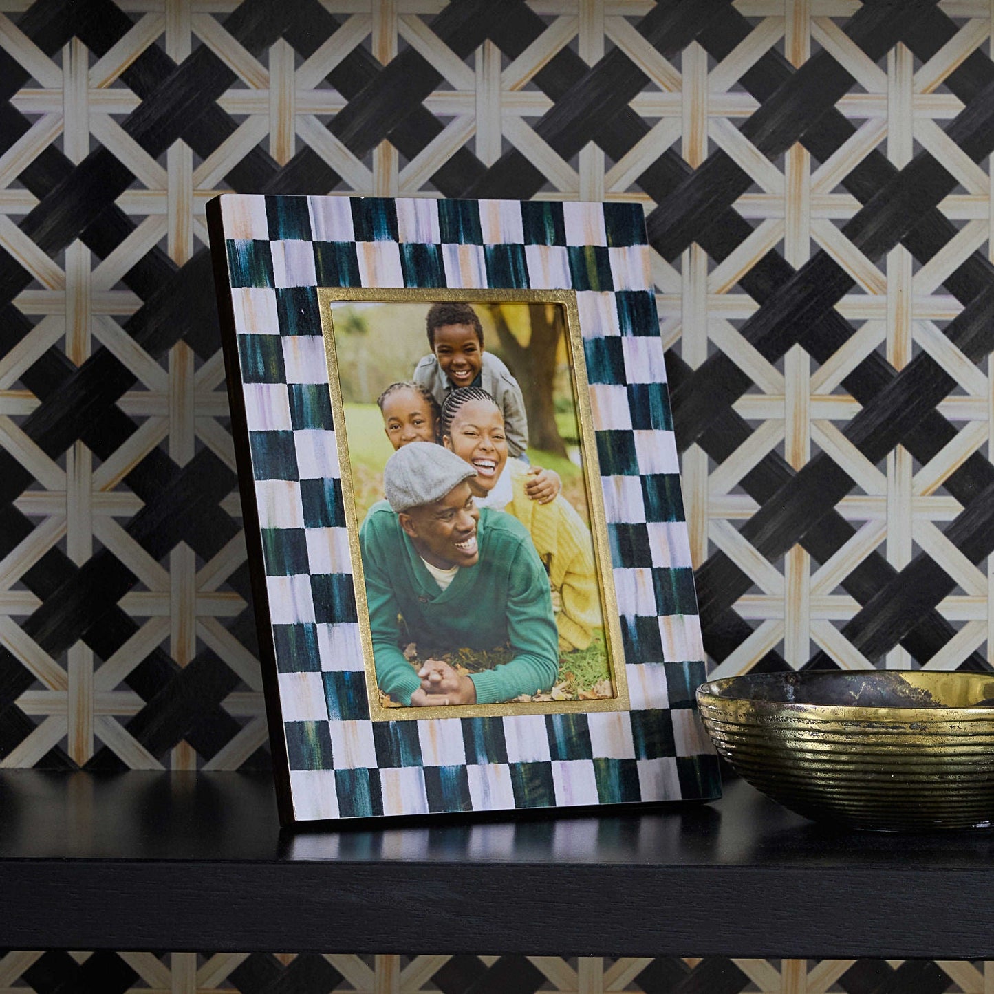 Courtly Check Lacquer 4" x 6" Frame - |VESIMI Design| Luxury Bathrooms and Home Decor